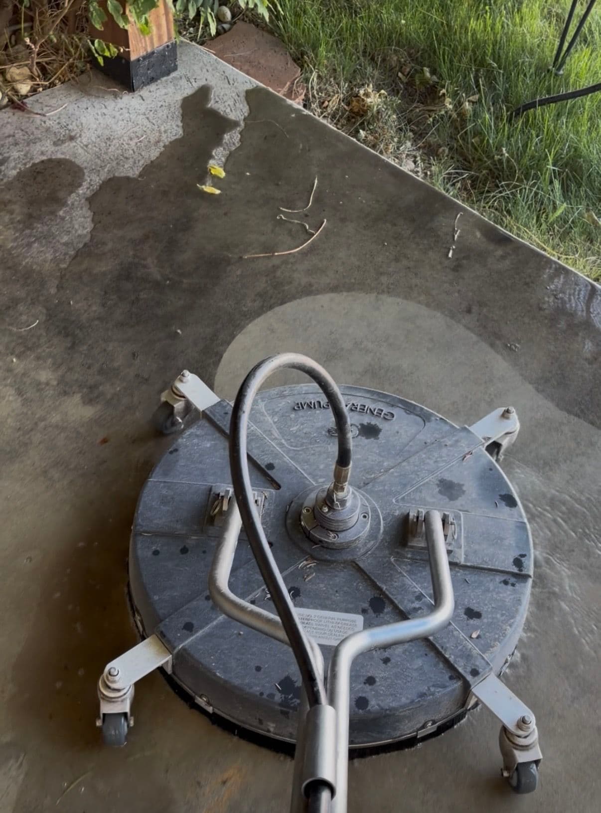 Hot Water Pressure Washing for Dirty Concrete Patios image